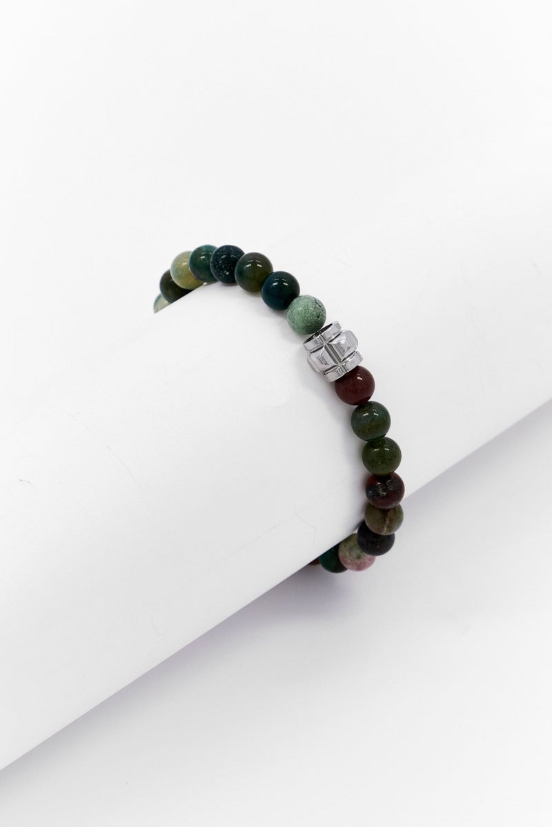 Steeltime Men Agate With Charm Beaded Bracelet, Multicolor - Image 1